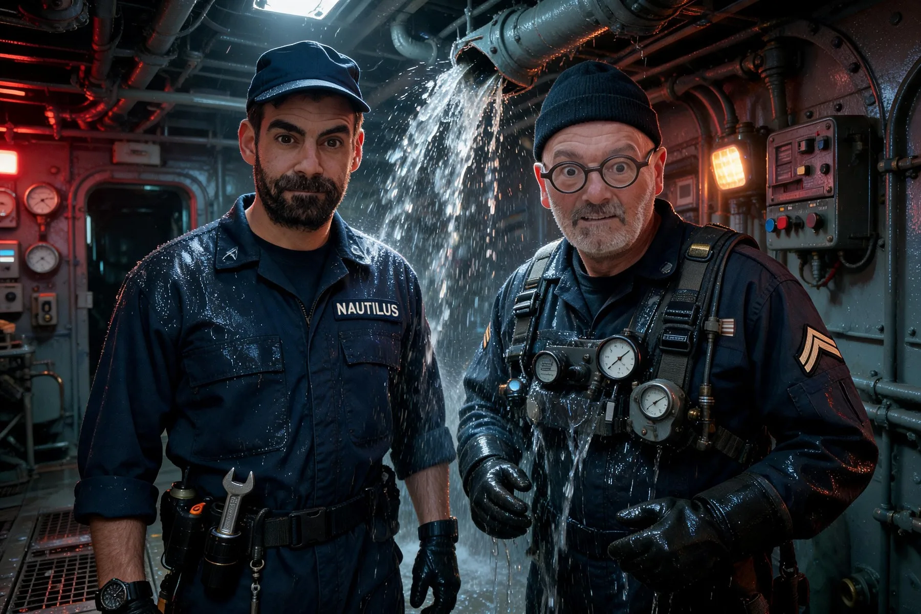 Sous-mariniers à bord du Nautilus — résultat IA FuturBooth