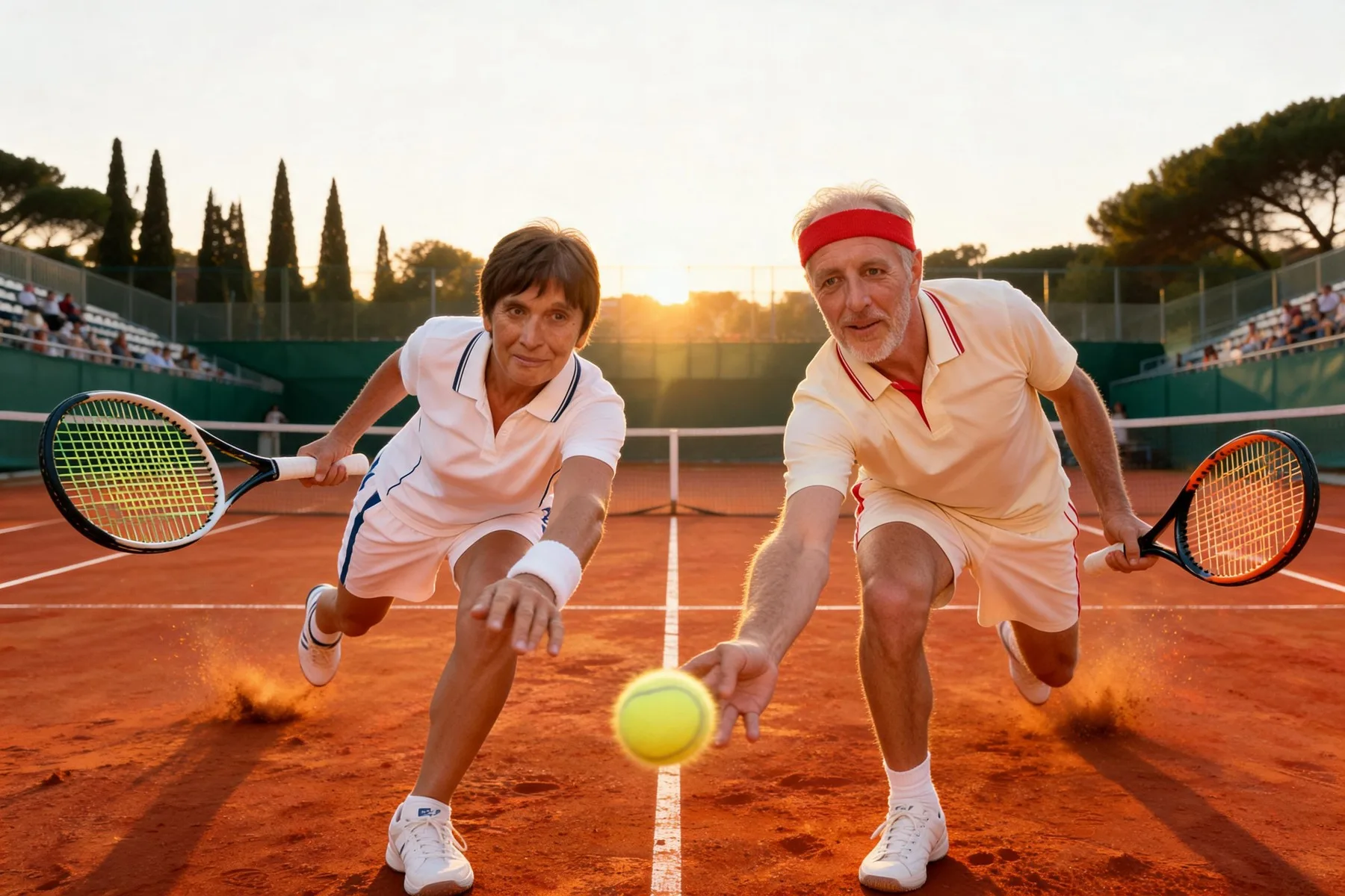 Tennismen sur court Roland Garros — résultat IA FuturBooth