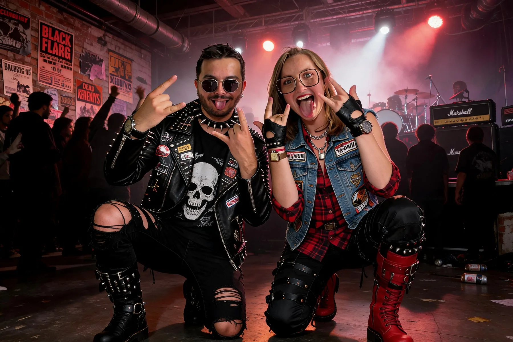 Icônes punk rock sur scène devant la fosse — résultat IA FuturBooth