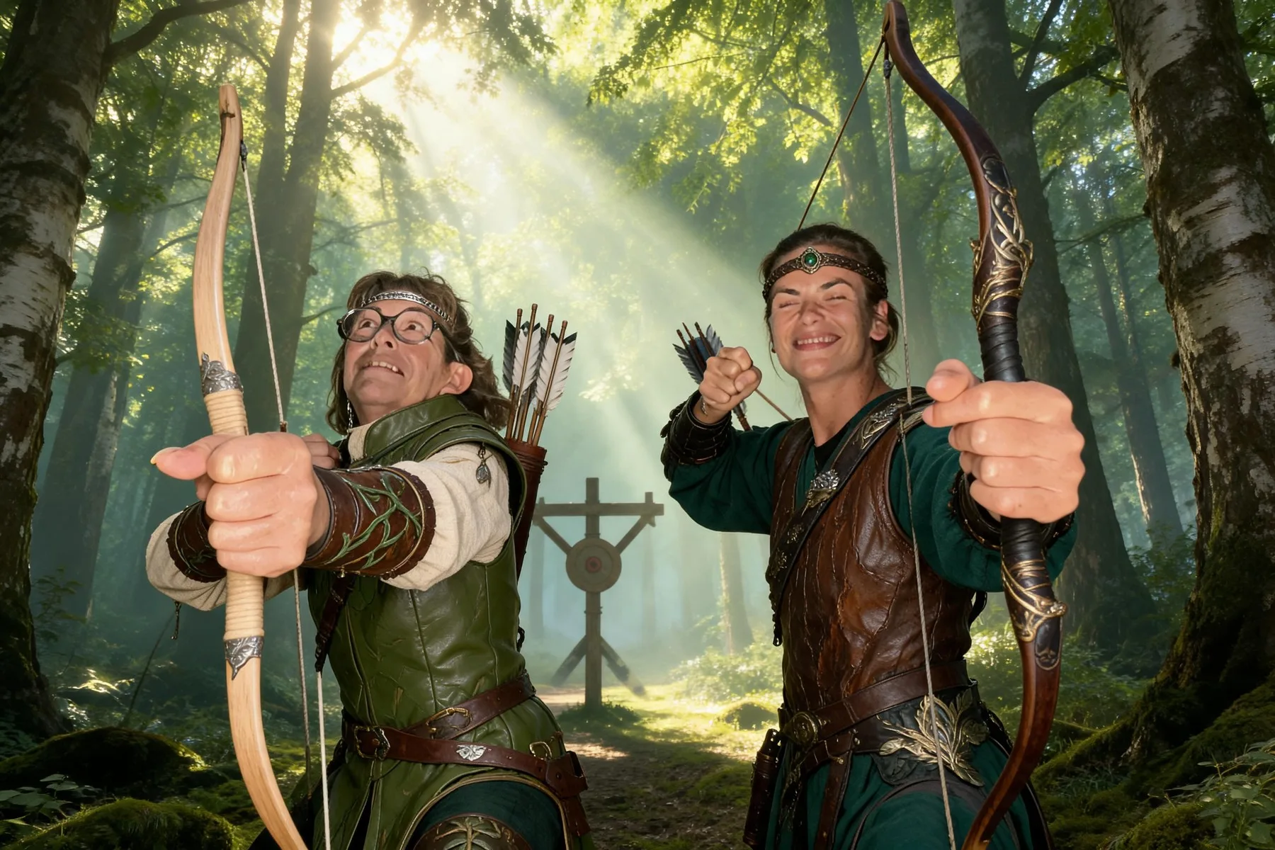 Archers en forêt enchantée façon Robin des Bois — résultat IA FuturBooth